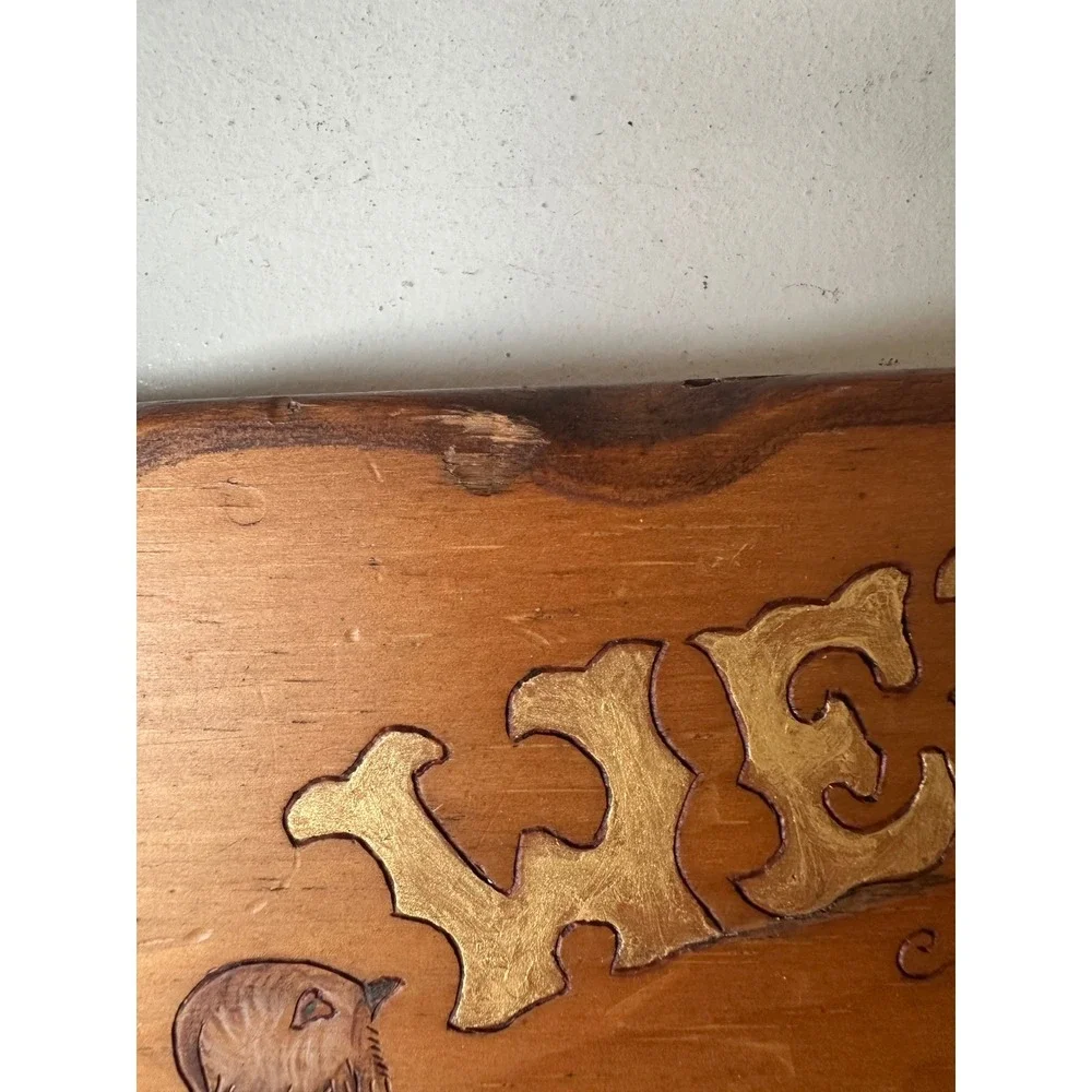 Vtg Welcome Sign Wood Bird Nest Plaque Rustic Cottagecore Wall Art